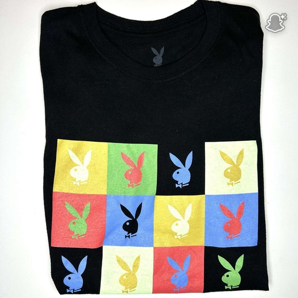 PLAYBOY Men’s T-Shirt with Colorful Bunny Graphics - Picture 1 of 3